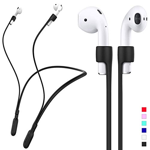 HALLEAST Compatible AirPods Pro2/3/Pro/2/1 Skin-Friendly Silicone Neckband Strap, Lightweight Airpod Holder, Anti-Lost Wire, Airpod Cord for Gym, Wireless Earbuds Strap, Headphone Strap (Black)