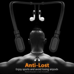 HALLEAST Compatible AirPods Pro2/3/Pro/2/1 Skin-Friendly Silicone Neckband Strap, Lightweight Airpod Holder, Anti-Lost Wire, Airpod Cord for Gym, Wireless Earbuds Strap, Headphone Strap (Black)