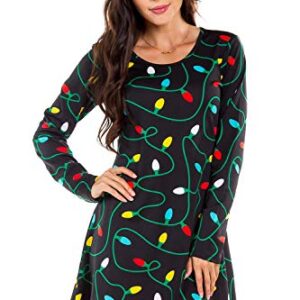 Tipsy Elves Cute Christmas Black Twinkle Lights Dress for Women Size Medium