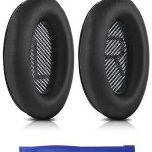 T Tersely Replacement Earpads Cushions for Bose QuietComfort 35 II/45 (QC35/QC45/QC35 II) Headphones,with QC35 Shaped Scrims with 'L and R' Lettering QC25 QC15 QC2 SoundTrue SoundLink Ear Pads (Black)