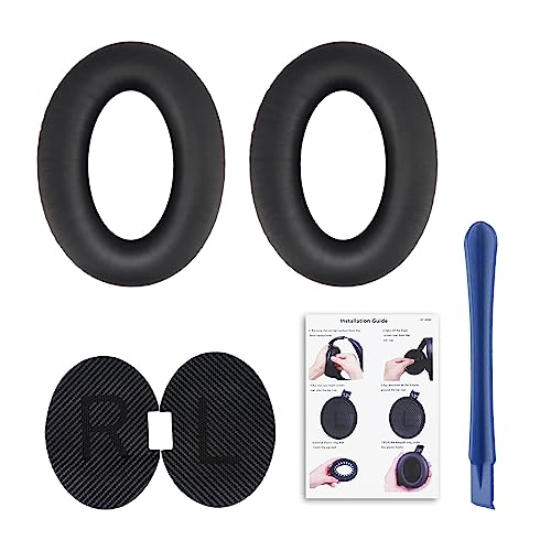 T Tersely Replacement Earpads Cushions for Bose QuietComfort 35 II/45 (QC35/QC45/QC35 II) Headphones,with QC35 Shaped Scrims with 'L and R' Lettering QC25 QC15 QC2 SoundTrue SoundLink Ear Pads (Black)