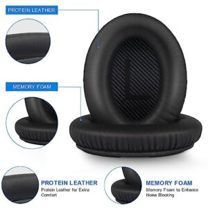 T Tersely Replacement Earpads Cushions for Bose QuietComfort 35 II/45 (QC35/QC45/QC35 II) Headphones,with QC35 Shaped Scrims with 'L and R' Lettering QC25 QC15 QC2 SoundTrue SoundLink Ear Pads (Black)