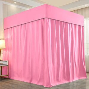 mengersi solid four corner post bed curtain canopy princess sheer cover for girls boys kids (twin, pink)