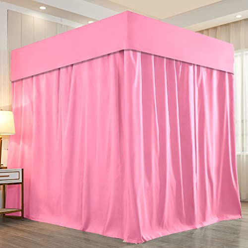 Mengersi Solid Four Corner Post Bed Curtain Canopy Princess Sheer Cover for Girls Boys Kids (Twin, Pink)