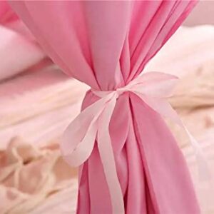 Mengersi Solid Four Corner Post Bed Curtain Canopy Princess Sheer Cover for Girls Boys Kids (Twin, Pink)