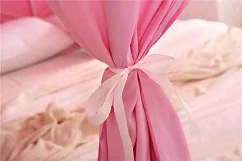 Mengersi Solid Four Corner Post Bed Curtain Canopy Princess Sheer Cover for Girls Boys Kids (Twin, Pink)