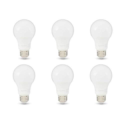 Amazon Basics - A19 LED Light Bulb, Soft White, 12W (Equivalent to 75W), Dimmable, 10,000 Hour Lifetime, 6-Pack