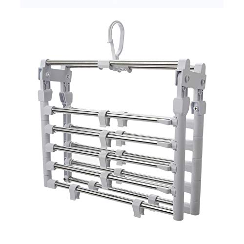 OrganizeME Foldable 10 Rack Expandable Clothes Drying Rack Laundry Rack | Garment Cloth Rack - Gray