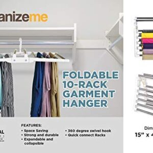 OrganizeME Foldable 10 Rack Expandable Clothes Drying Rack Laundry Rack | Garment Cloth Rack - Gray