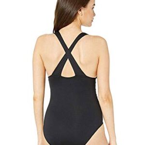 Michael Kors Urban Gypsy High Neck Shirred Cross Front One-Piece Black 8