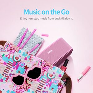 DOSS Bluetooth Speaker, SoundBox Touch Portable Wireless Speaker with 12W HD Sound and Bass, IPX4 Water-Resistant, 20H Playtime, Touch Control, Handsfree, Speaker for Home, Outdoor, Travel-Pink