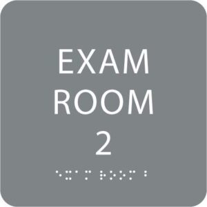 ada central signs - 6" x6" exam room 2 sign - ada compliant tactile graphics grade 2 braille text acrylic wall signs - educational institution directional assistance test center door sign for schools