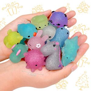 ORWINE Squishies 28pcs Mochi Squishys Toys 2nd Generation Party Favors for Kids Birthday Gift for Girl Boy Glitter Mini Squishy Mochi Animal Squishies Stress Relief Toy Xmas Gift for Kid Adult, Random