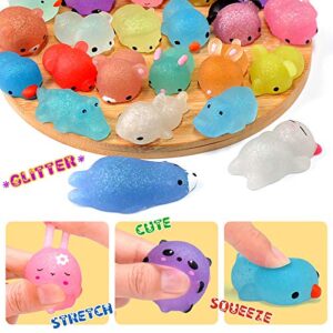 ORWINE Squishies 28pcs Mochi Squishys Toys 2nd Generation Party Favors for Kids Birthday Gift for Girl Boy Glitter Mini Squishy Mochi Animal Squishies Stress Relief Toy Xmas Gift for Kid Adult, Random