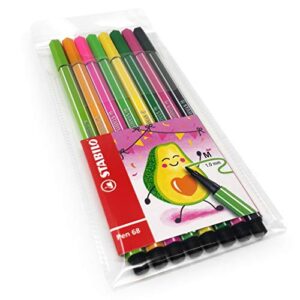 stabilo pen 68 fibre tip fineliner - 1.0mm - avocado set - wallet of 8 assorted colours