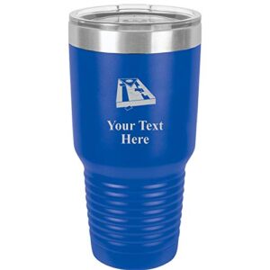 Crown Awards Cornhole Travel 30oz Royal Blue Stainless Steel Vacuum Insulated Hot/Cold Tumbler with Clear Lid - Great Customizable Gift For Any Special Event. BPA Free