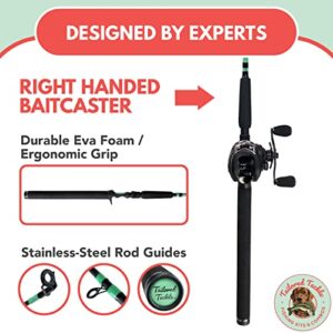 Tailored Tackle Bass Fishing Baitcasting Combo 7 Ft 2 -Piece | Casting Rods Power: Med. Heavy Fast Action | 7 BB Baitcast Reels Gear Ratio - 6.3:1 | Baitcaster Pole (Right Handed Baitcaster)