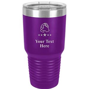 crown awards friendship travel 30oz purple stainless steel vacuum insulated hot/cold tumbler with clear lid - great customizable gift for any special event. bpa free