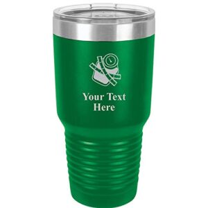 crown awards weight loss travel 30oz green stainless steel vacuum insulated hot/cold tumbler with clear lid - great customizable gift for any special event. bpa free