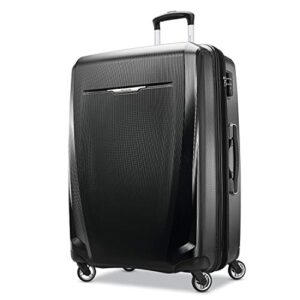 samsonite winfield 3 dlx hardside expandable luggage with spinners, checked-large 28-inch, black