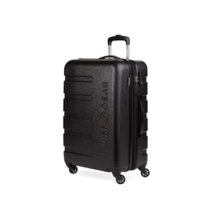 swissgear 7366 hardside expandable luggage with spinner wheels, black, checked-medium 23-inch