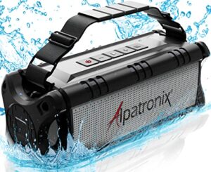 alpatronix bluetooth speaker 60w(80w max), ipx6 waterproof, portable, wireless, 8000mah power bank, handsfree, shockproof, tws, dsp, stereo, subwoofer, tf card, nfc, ax500, indoor&outdoor–black