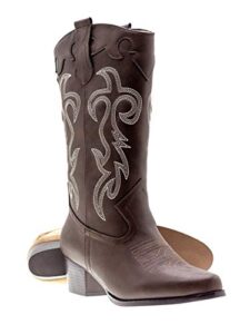 canyon trails women's classic embroidered pointed toe western rodeo cowboy boots (8 (m) us women's, brown)