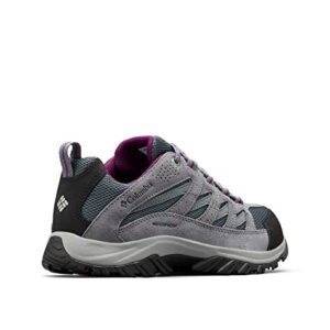 Columbia Womens Crestwood Mid Waterproof Hiking Shoe, Graphite, Wild Iris, 7.5 US