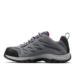 Columbia Womens Crestwood Mid Waterproof Hiking Shoe, Graphite, Wild Iris, 7.5 US