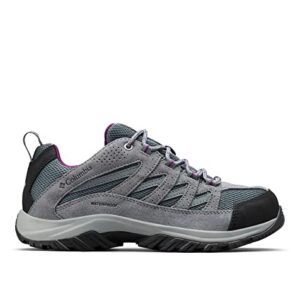 Columbia Womens Crestwood Mid Waterproof Hiking Shoe, Graphite, Wild Iris, 7.5 US