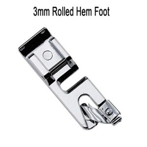 3Pcs Narrow Rolled Hem Sewing Machine Presser Foot Set (3mm, 4mm and 6mm) for All Low Shank Snap-On Singer, Brother, Babylock, Euro-Pro, Janome, Kenmore, White, Elna Sewing Machines