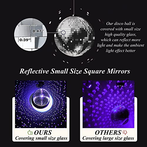 Disco Ball Mirror Ball 12 Inch Mirror Ball Hanging Disco Lighting Ball for DJ Club Stage Bar Party Wedding Holiday Decoration Disco Ball Large