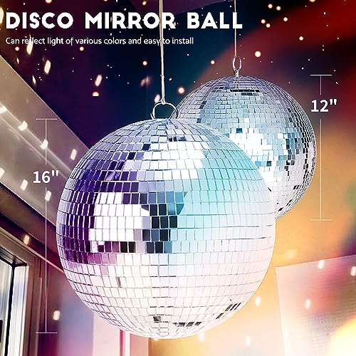 Disco Ball Mirror Ball 12 Inch Mirror Ball Hanging Disco Lighting Ball for DJ Club Stage Bar Party Wedding Holiday Decoration Disco Ball Large