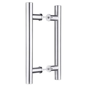 easelife 12" stainless steel double sided push pull door handle,h shape sliding door handle,brushed,fit for glass door wooden door