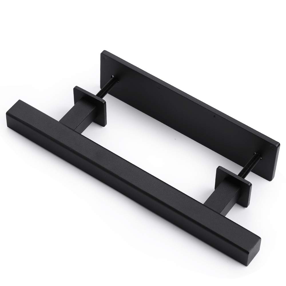 Orgerphy 12 Inch Black Square Shape Barn Door Pull Handle Set| Heavy Duty Solid Steel Gate Handle | for Barn Door Gates Garages Sheds