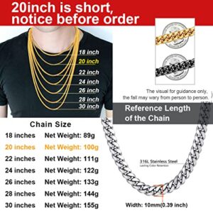 Hip Hop Men Necklace Curb Cuban Chains 20inch 10MM Neck Chain Mens Gifts for Mens