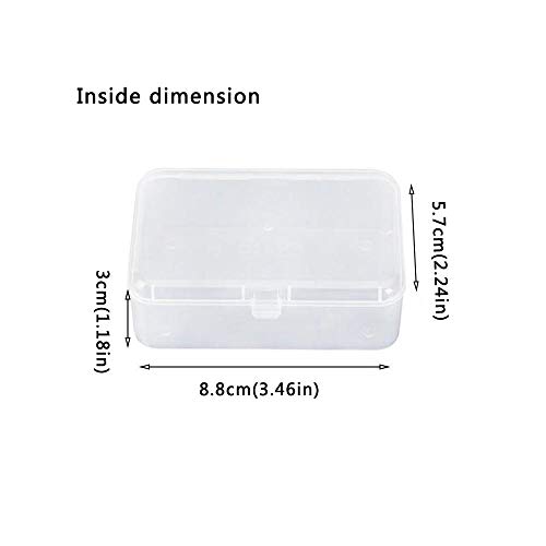 AKOAK Clear Polypropylene Rectangle Mini Storage Containers Box with Hinged Lid for Accessories,Crafts,Learning Supplies,Screws,Drills,Battery,Pack of 4 (3.46" x 2.24" x 1.18")