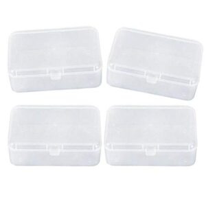 akoak clear polypropylene rectangle mini storage containers box with hinged lid for accessories,crafts,learning supplies,screws,drills,battery,pack of 4 (3.46" x 2.24" x 1.18")