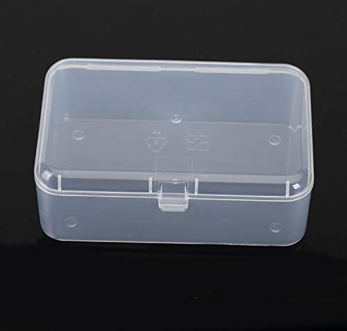 AKOAK Clear Polypropylene Rectangle Mini Storage Containers Box with Hinged Lid for Accessories,Crafts,Learning Supplies,Screws,Drills,Battery,Pack of 4 (3.46" x 2.24" x 1.18")