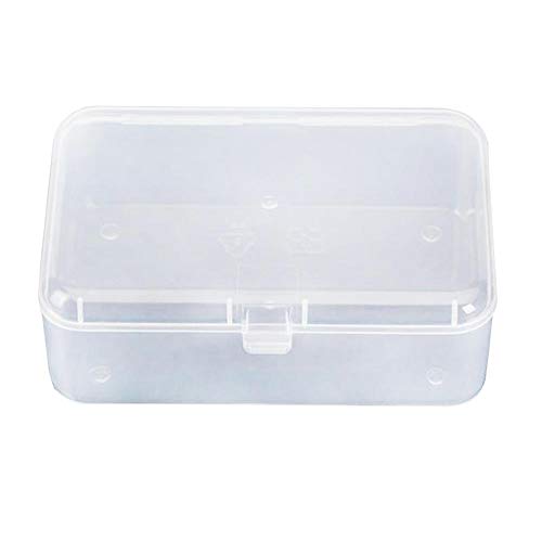 AKOAK Clear Polypropylene Rectangle Mini Storage Containers Box with Hinged Lid for Accessories,Crafts,Learning Supplies,Screws,Drills,Battery,Pack of 4 (3.46" x 2.24" x 1.18")