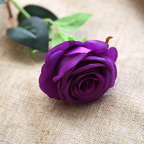 Amzali Artificial Flowers, Real Looking Blush Fake Rose Long Stem Silk Artificial Rose Flower Home Decor for Bridal Wedding Bouquet, Centerpieces Birthday Shower Party Garden floral Arrangement Purple