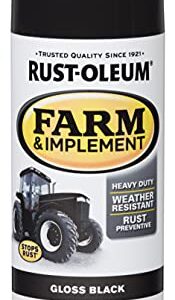 Rust-Oleum 280123 Farm & Implement Spray Paint, 12 oz, Gloss Black