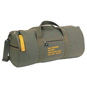 rothco canvas equipment duffle bag – travel & gym bag with heavyweight cotton canvas material – great for storing gear, clothing, and more – olive drab – 24”