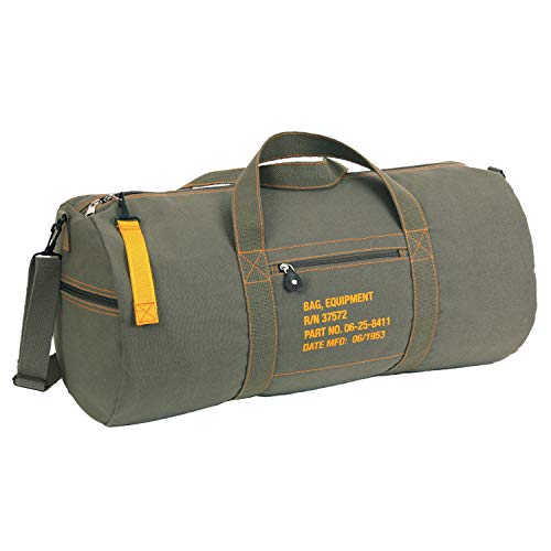 Rothco Canvas Equipment Duffle Bag – Travel & Gym Bag with Heavyweight Cotton Canvas Material – Great for Storing Gear, Clothing, and More – Olive Drab – 24”