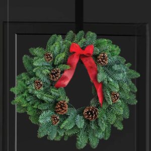 ESFUN 2 Pack 15" Black Wreath Hanger for Front Door, Metal Wreath Hooks Holder Over The Door Wreath Hanger for Hanging Christmas Decorations Xmas Decor