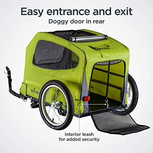 Schwinn Rascal Bike Pet Trailer, For Small and Large Dogs, Large (Up to 100lbs), Green