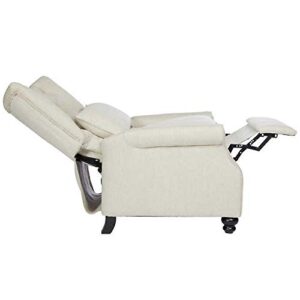 Handy Living Frances Fabric Pushback ProLounger Recliner in Cream