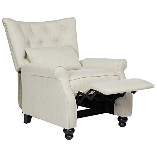 Handy Living Frances Fabric Pushback ProLounger Recliner in Cream