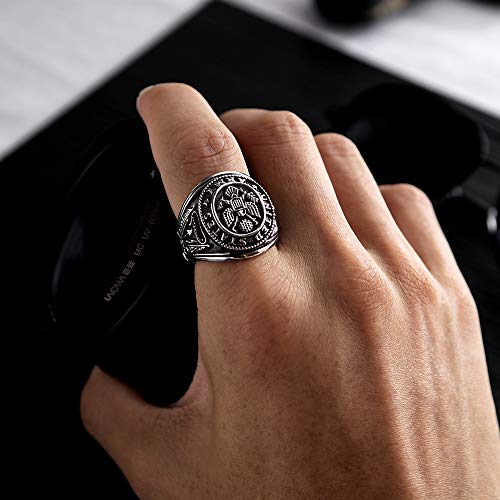 TEMICO Men's Stainless Steel Domineering Vintage United States Army Military Ring Gold/Silver Color