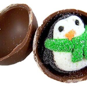 Peekaboo Penguin Milk Chocolate Balls with Marshmallow Penguins, Christmas Stocking Stuffer for Kids, Holiday Activities, (6 Pack)